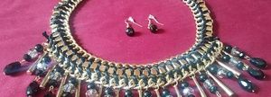 Bib necklace with earrings.